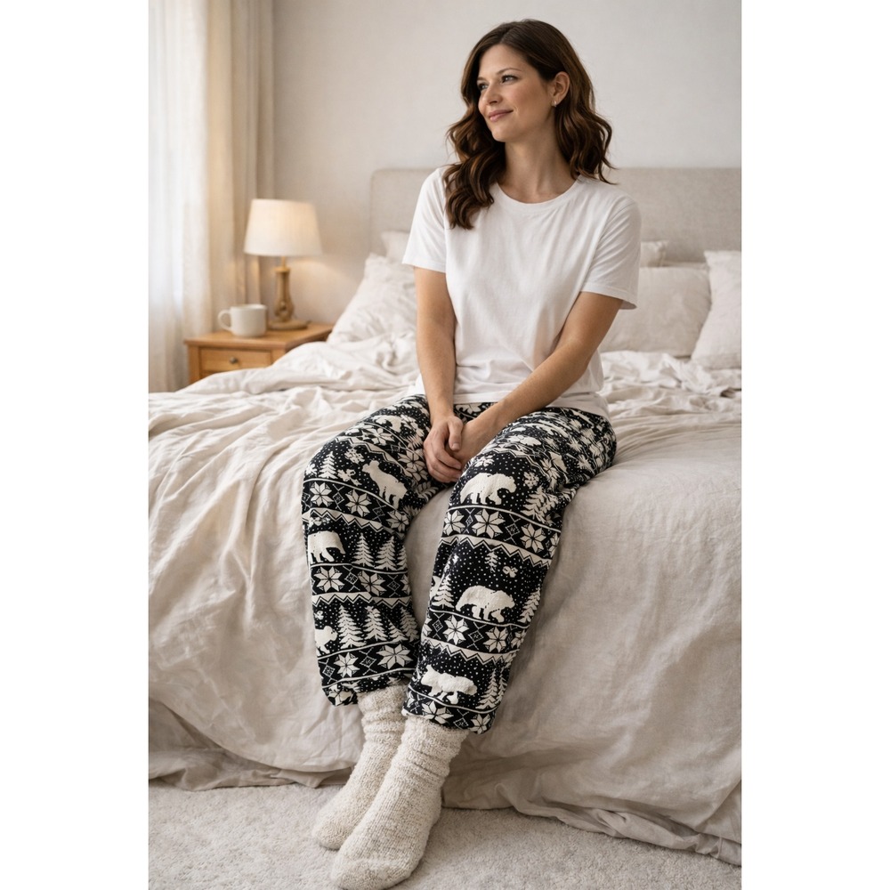 Old Navy Unisex Cozy Pajama Pants Soft Lounge Bear Snowflake Print